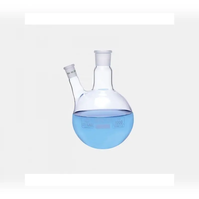 İSOLAB balon dibi yuvarlak 2 boyunlu yan dişi şilif merkez boyun : NS 24/29 yan dişi şilif : NS 14/ 23 100 ml