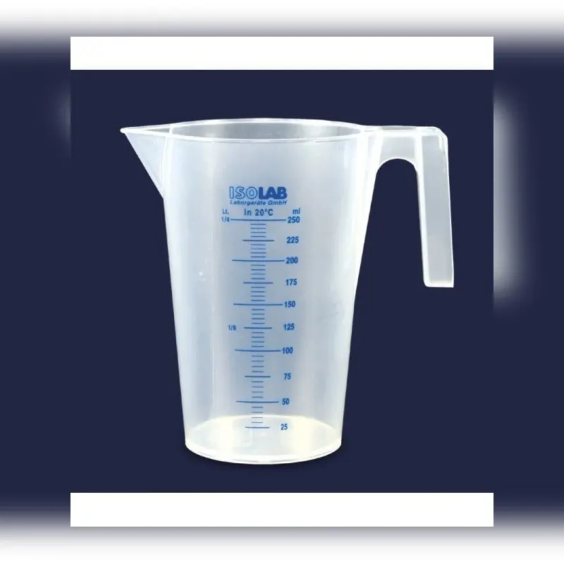 İSOLAB beher kulplu P.P kısa form mavi skala 3000 ml