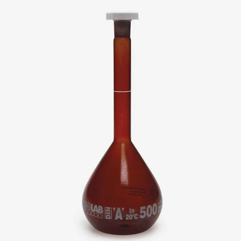 İSOLAB balon joje standard amber A kalite grup sertifikalı beyaz skala 100 ml NS 12/21