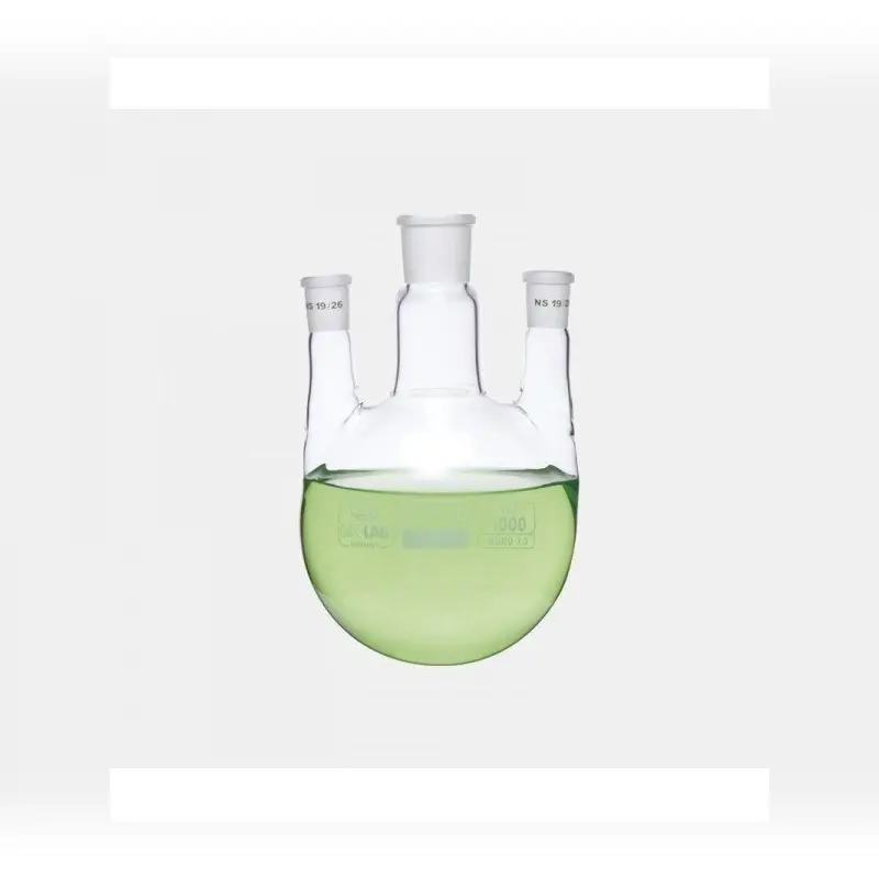 İSOLAB balon dibi yuvarlak 3 boyunlu paralel yan boyun merkez boyun : NS 29/32 yan boyun(lar) : NS 14/23 250 ml