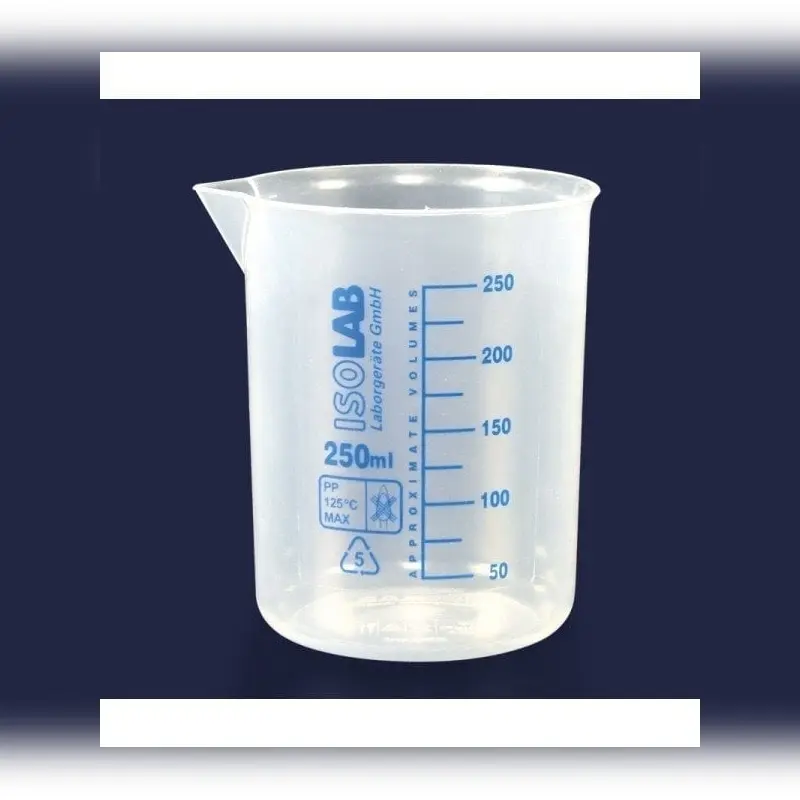 İSOLAB beher P.P kısa form mavi skala 250 ml