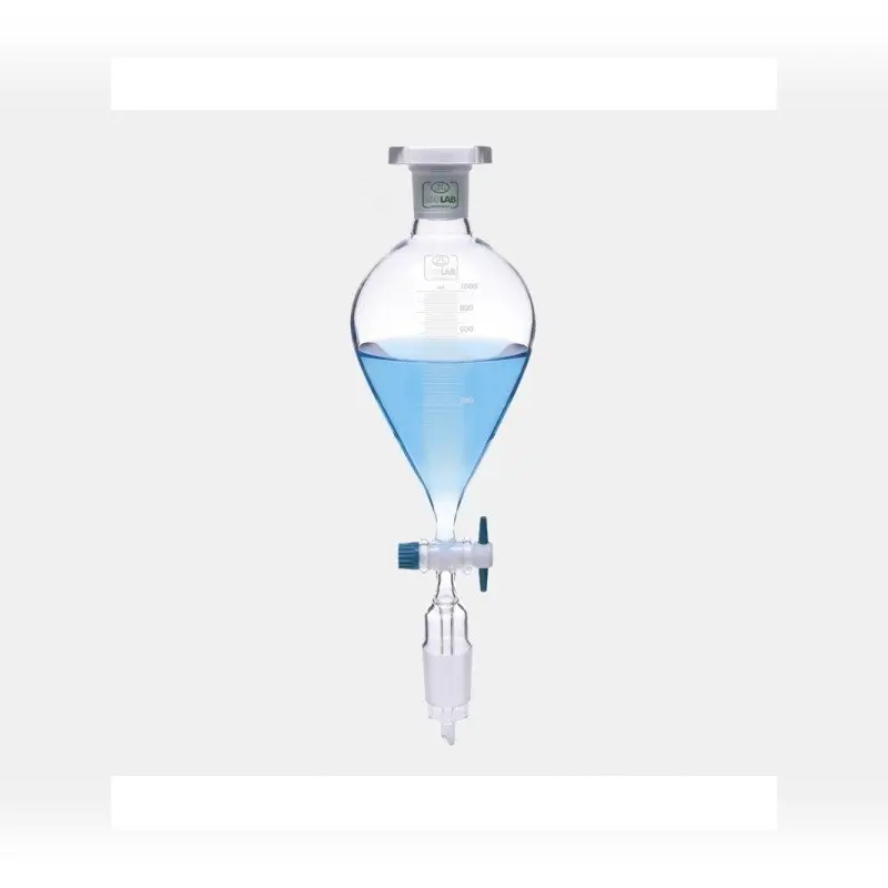 İSOLAB damlatma hunisi cam armudi dereceli PTFE musluklu 100 ml