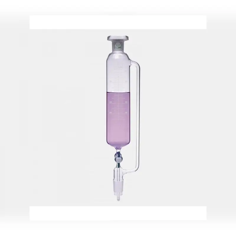 İSOLAB damlatma hunisi cam silindirik basınç borulu dereceli PTFE musluklu 1000 ml