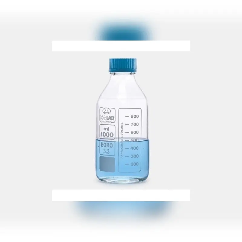 İSOLAB şişe borosilikat cam şeffaf vidalı kapaklı 1000 ml