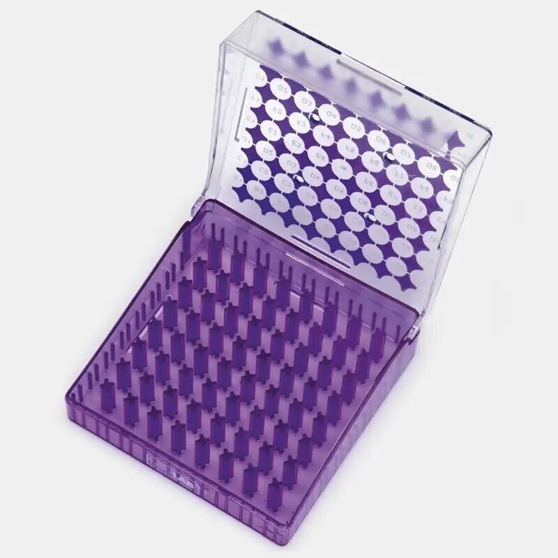 İSOLAB cryo tüp kutusu polikarbonat 5 ml için menteşeli kapaklı mavi