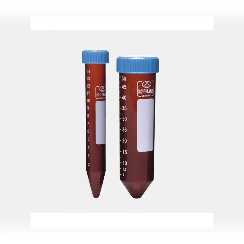 İSOLAB tüp santrfüj amber P.P vidalı kapaklı 50 ml DNA/RNA free gamma steril tekli ambalaj