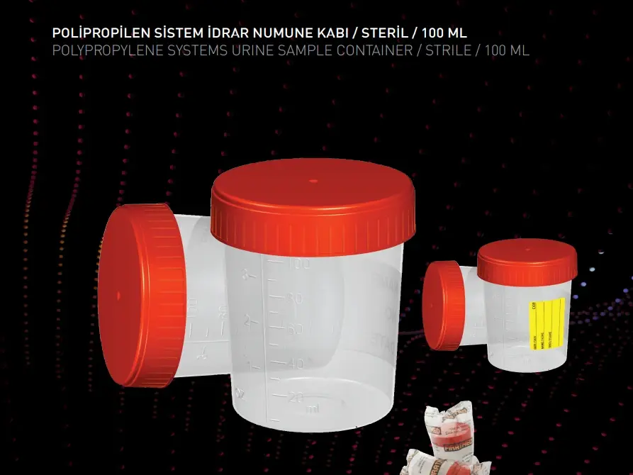 Fıratmed 100 ml Steril Numune Kabı Vidalı Kapaklı, Tek Kullanımlık, 350 Adet Koli