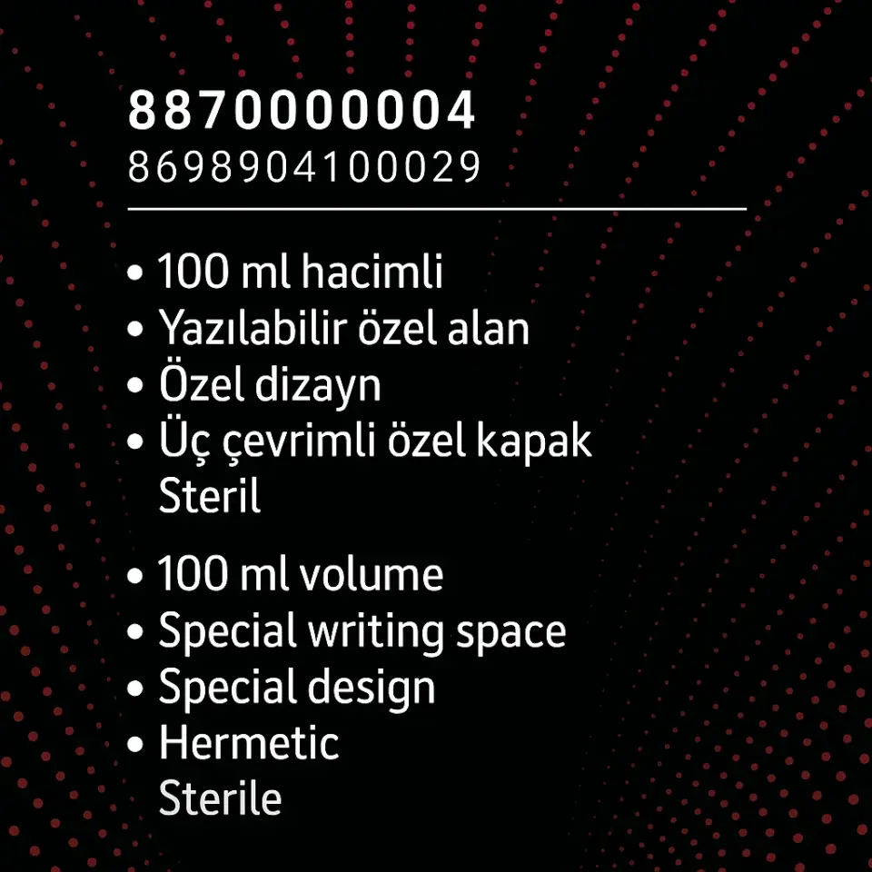 Fıratmed 100 ml Steril Numune Kabı Vidalı Kapaklı, Tek Kullanımlık, 350 Adet Koli
