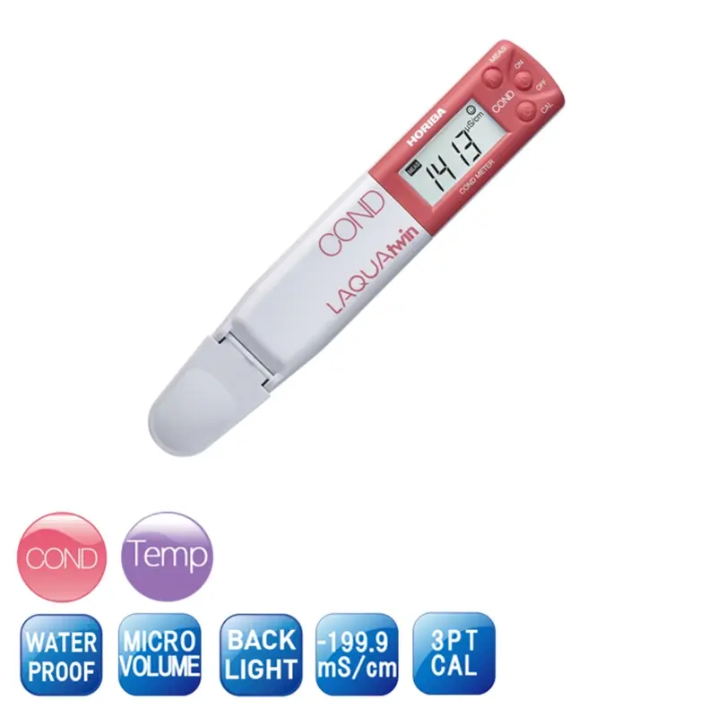 HORIBA LAQUAtwin EC-22 Cep Tipi İletkenlik Ölçer Sıcaklık Sensörlü 3 Noktalı Kalibrasyon IP67