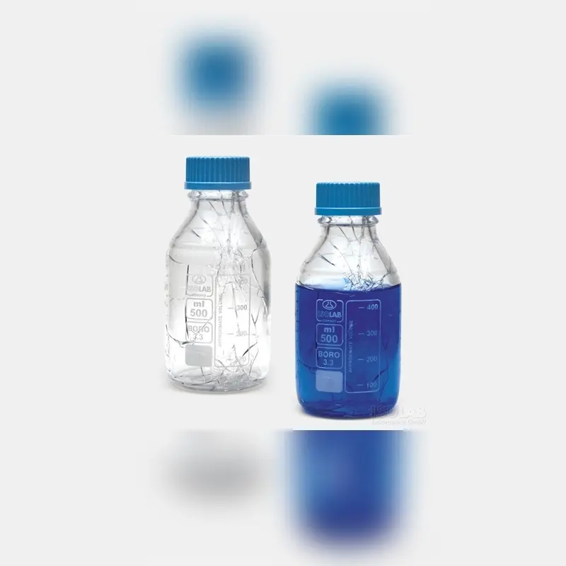 İSOLAB şişe borosilikat cam amber vidalı kapaklı 250 ml yüzey kaplı