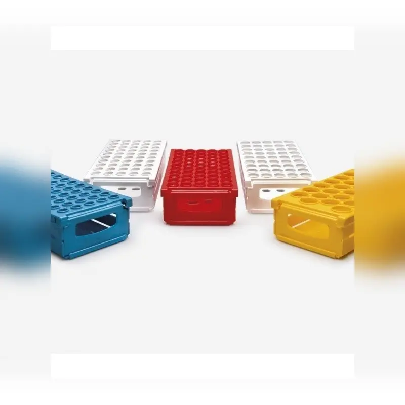 İSOLAB tüp standı katlanabilir 50 delik 16 mm tüpler için beyaz