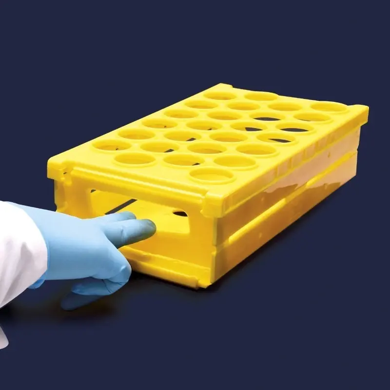 İSOLAB tüp standı katlanabilir 50 delik 16 mm tüpler için kırmızı