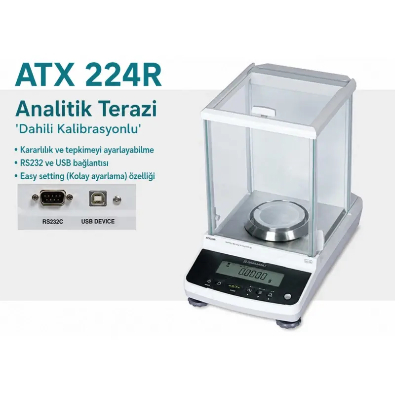 Shimadzu ATX224R Analitik Terazi 220 g / 0,0001 g Dahili Kalibrasyonlu